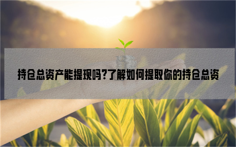 持仓总资产能提现吗？了解如何提取你的持仓总资产