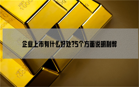 企业上市有什么好处？5个方面说明利弊