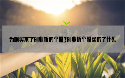 为啥买不了创业板的个股？创业板个股买不了什么原因？